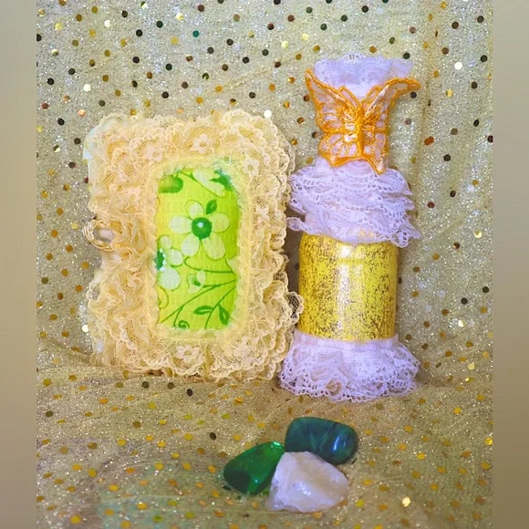 Hand Crafted Sunshine Butterfly Gypsy Bottle& LemongrassAroma PillowSet - Picture 2 of 7